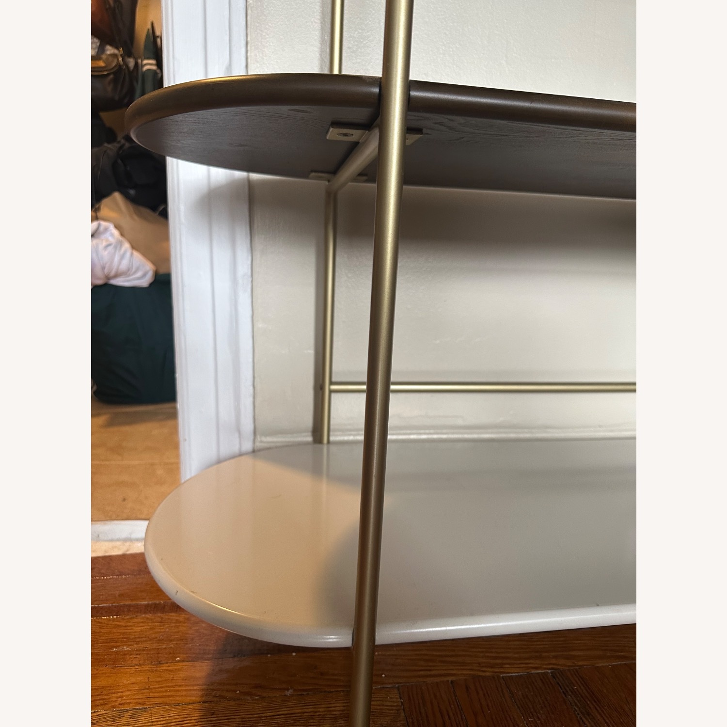 West Elm Tiered Dark Brown Brass Bookcase - image-9