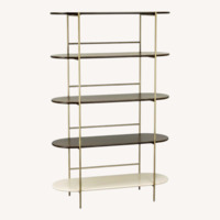 West Elm Tiered Dark Brown Brass Bookcase