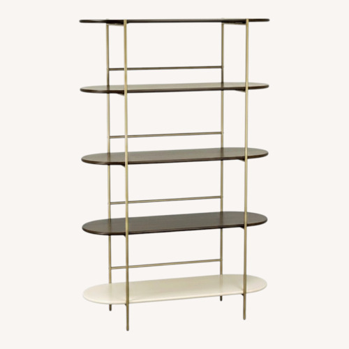 Used West Elm Tiered Dark Brown Brass Bookcase for sale on AptDeco