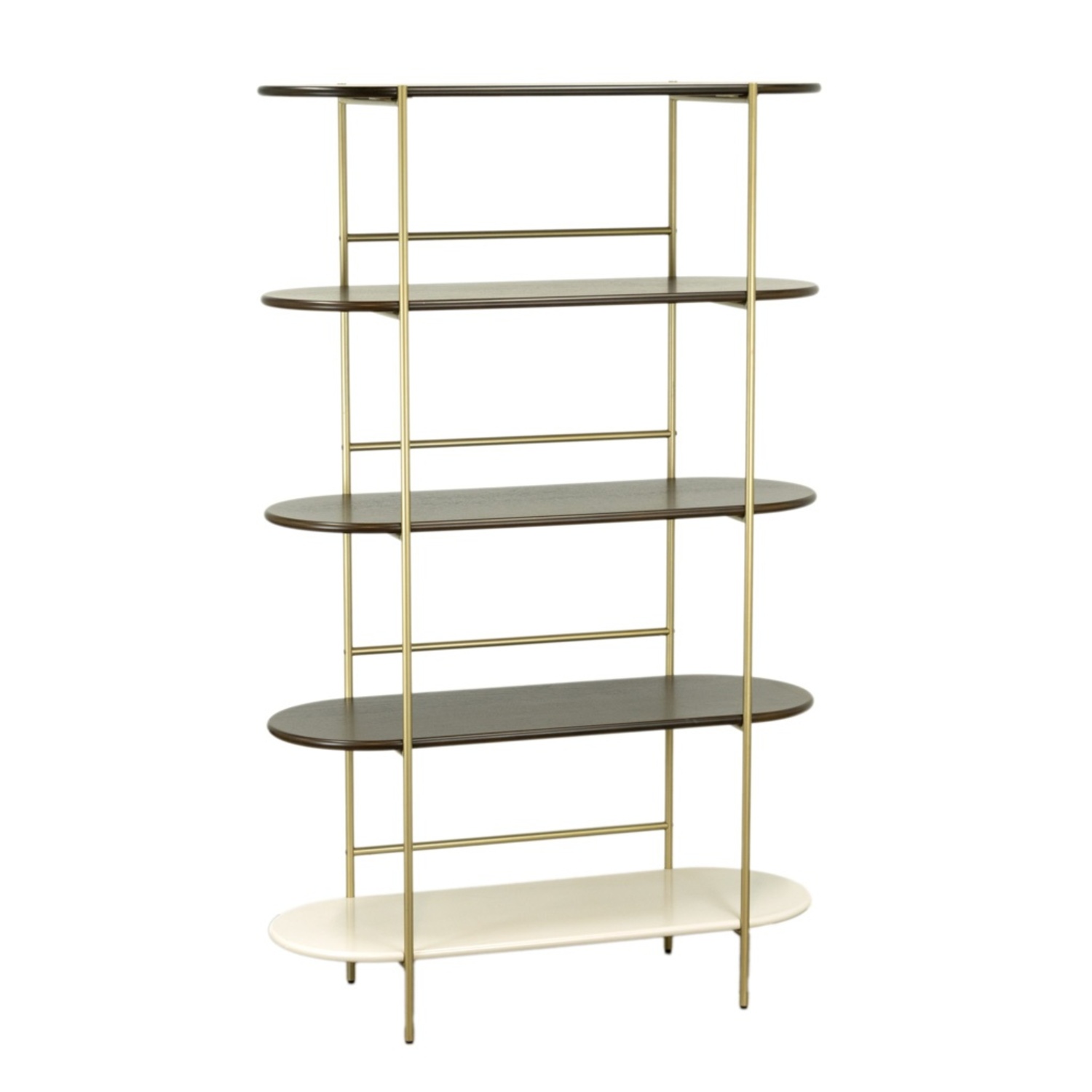 West Elm Tiered Dark Brown Brass Bookcase - image-12