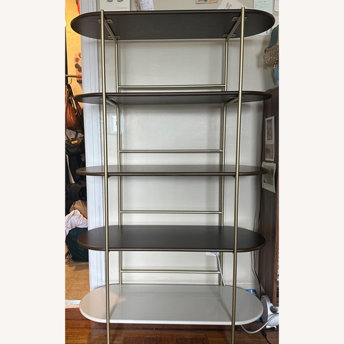 Used West Elm Tiered Dark Brown Brass Bookcase for sale on AptDeco