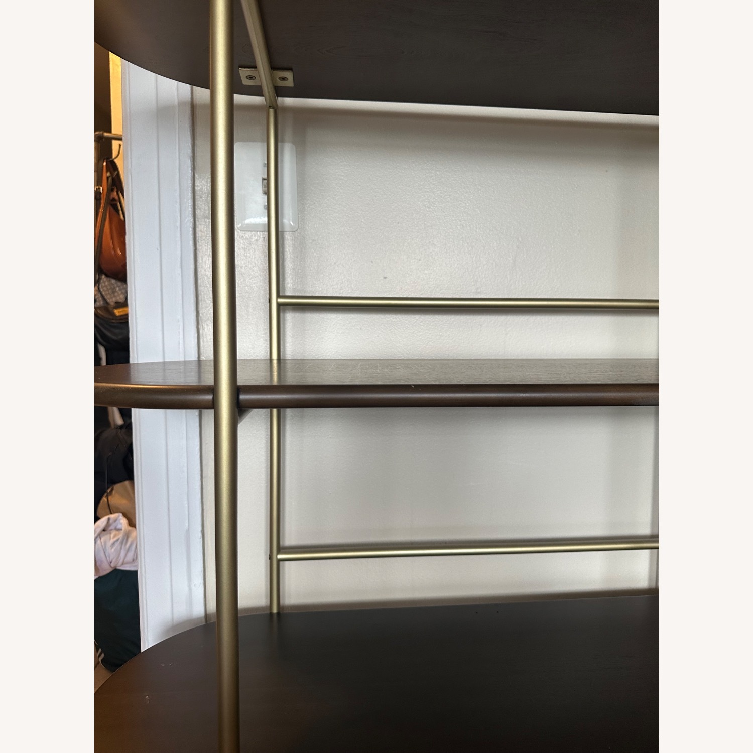 West Elm Tiered Dark Brown Brass Bookcase - image-5
