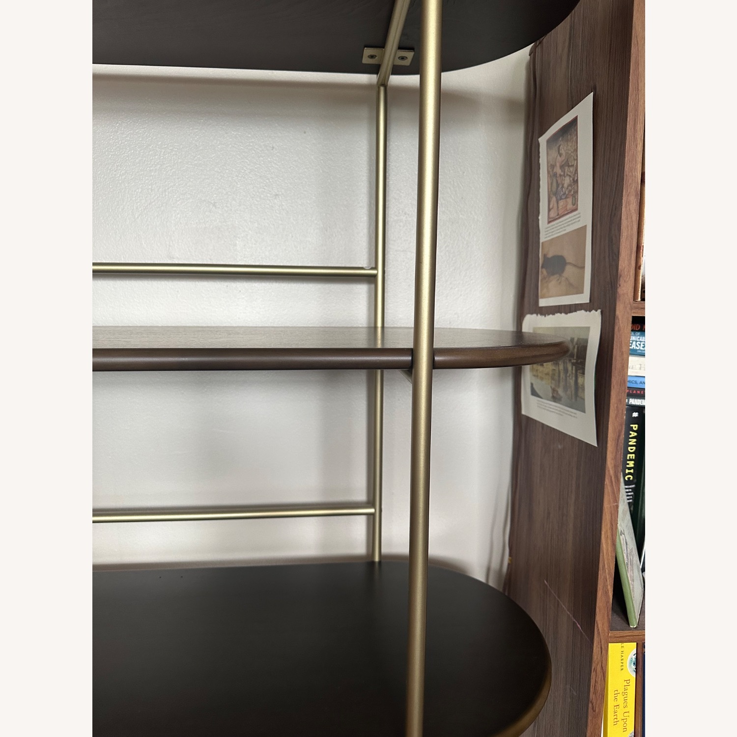 West Elm Tiered Dark Brown Brass Bookcase - image-6
