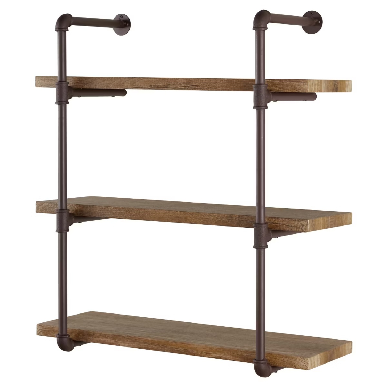 Medium Brown Industrial Style Wall Shelf - image-5