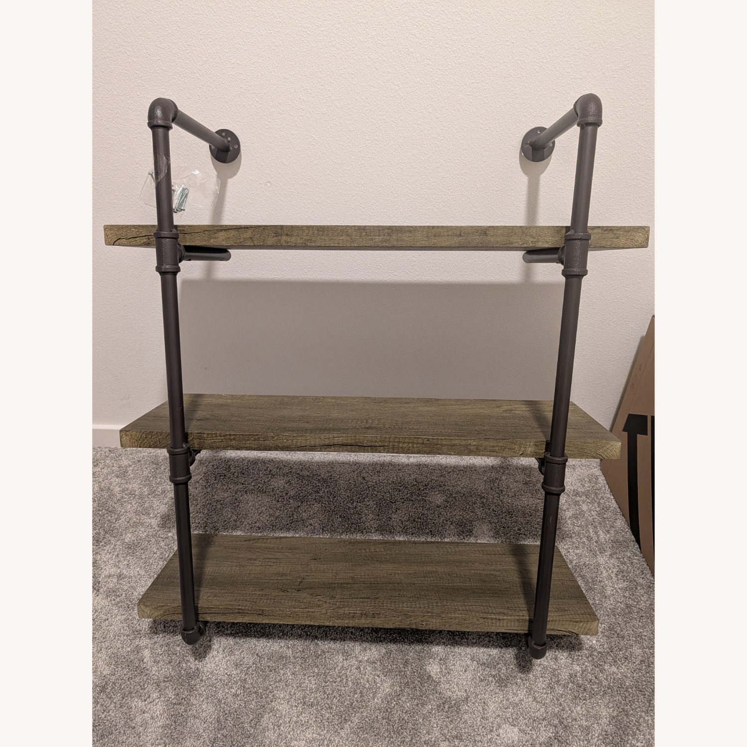 Medium Brown Industrial Style Wall Shelf - image-1