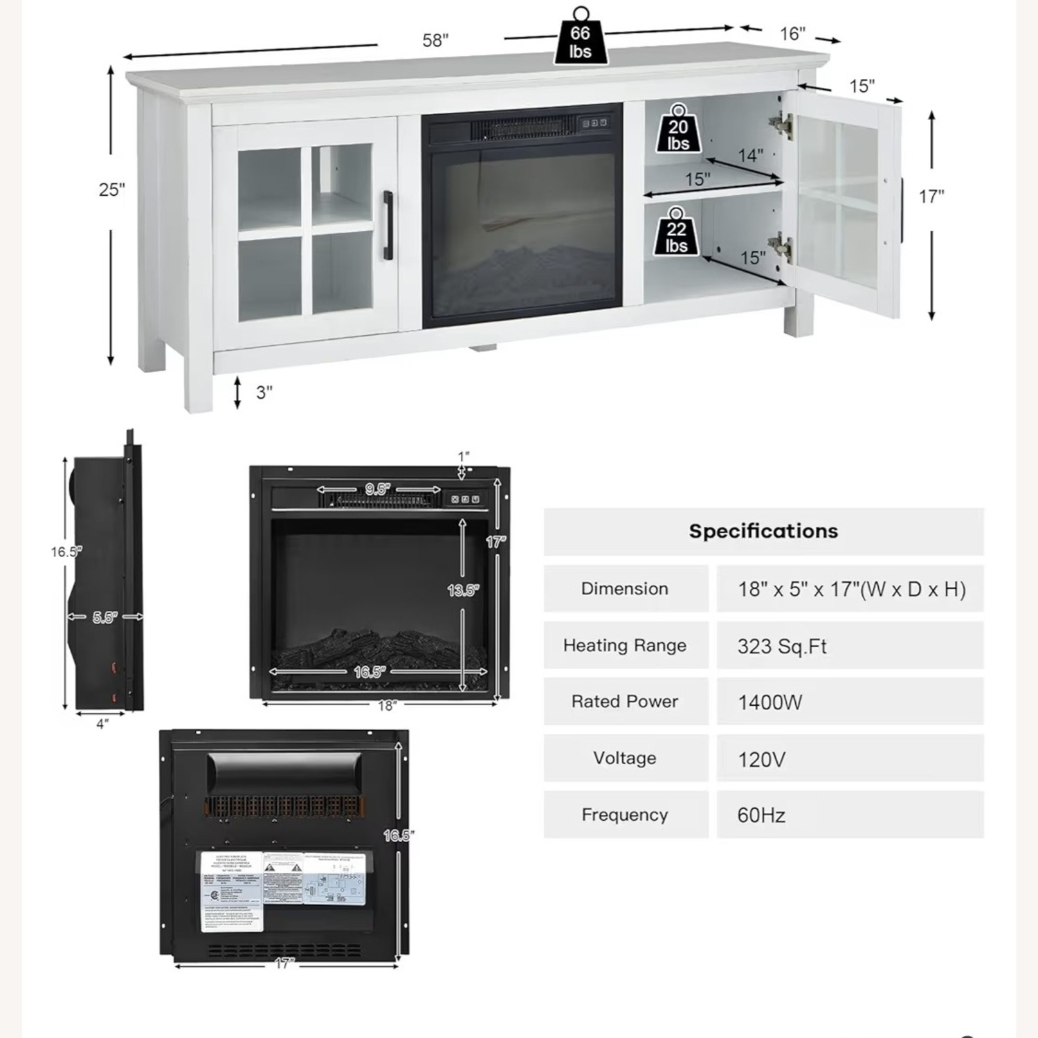 Tangkula White TV Stand/ Media Storage  - image-2