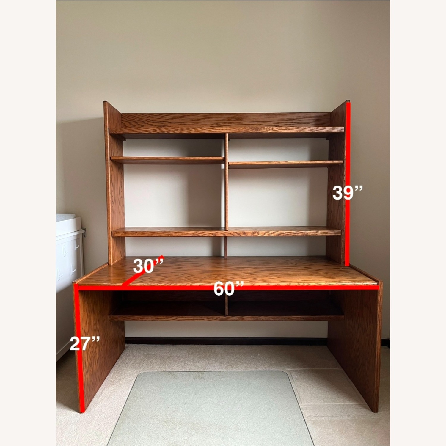 Solid Wood Desk With Hutch - image-6