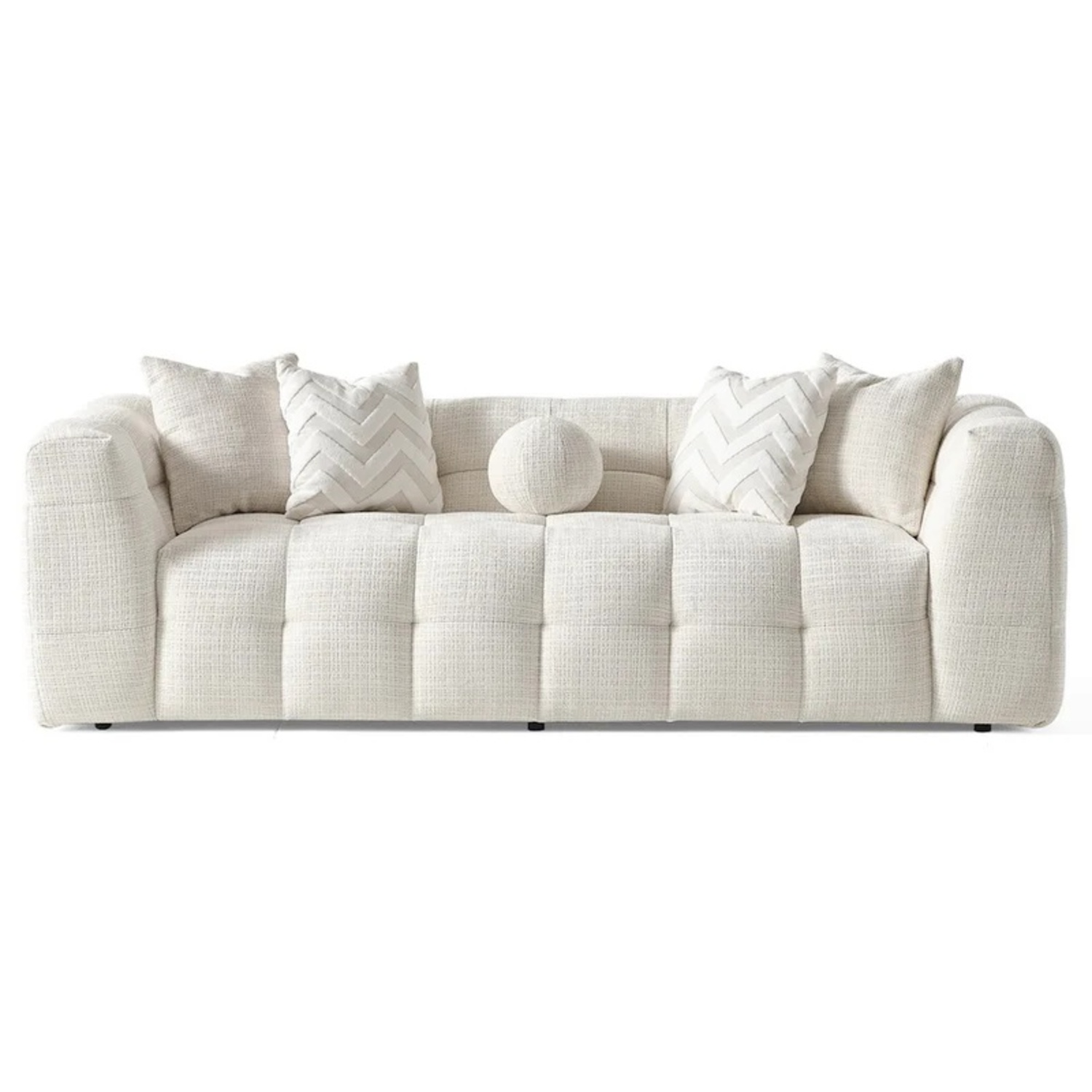 Midinmod.com White Fabric 3+ Seater Sofa - image-4