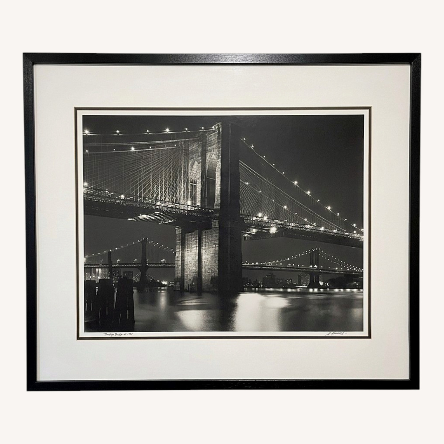 Brooklyn Bridge Framed B/W Print - image-0