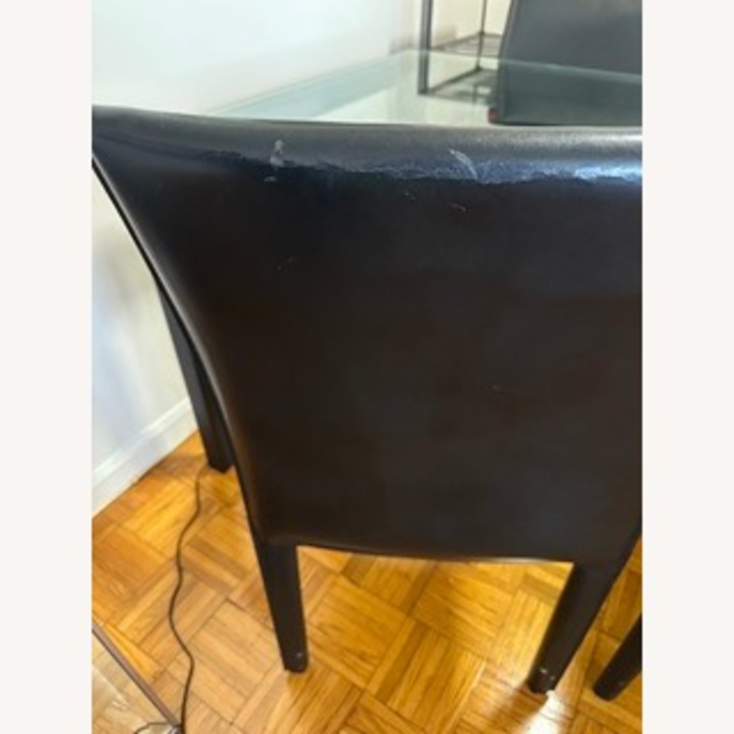 Dining Table with Glass Top and 4 Leather Chairs - image-7