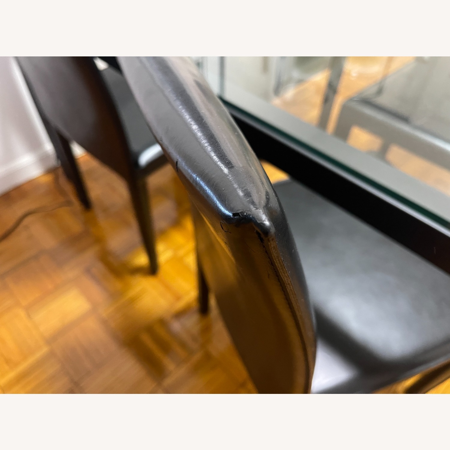 Dining Table with Glass Top and 4 Leather Chairs - image-3
