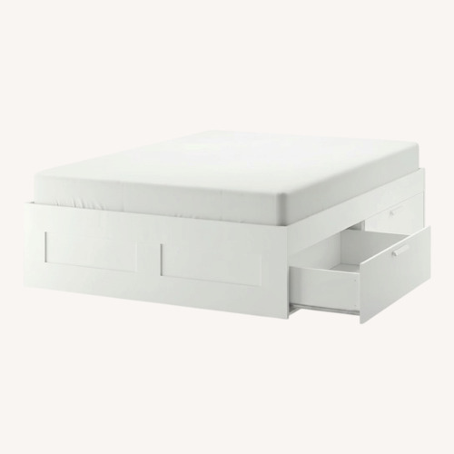 Used IKEA Brimnes White King Bed with Slats for sale on AptDeco