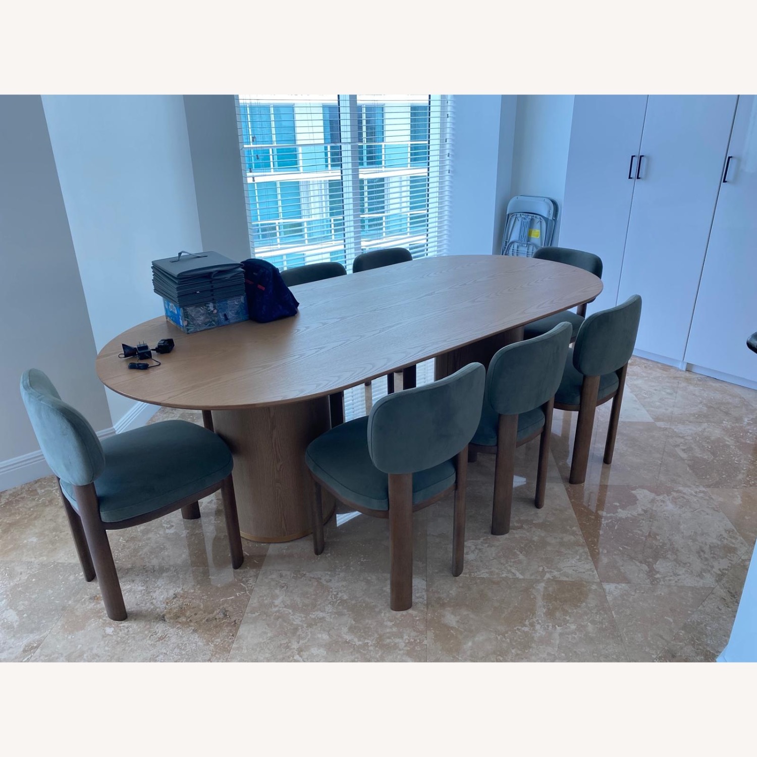 Brandy 95" Natural Ash Wood Oval Dining Table - image-1