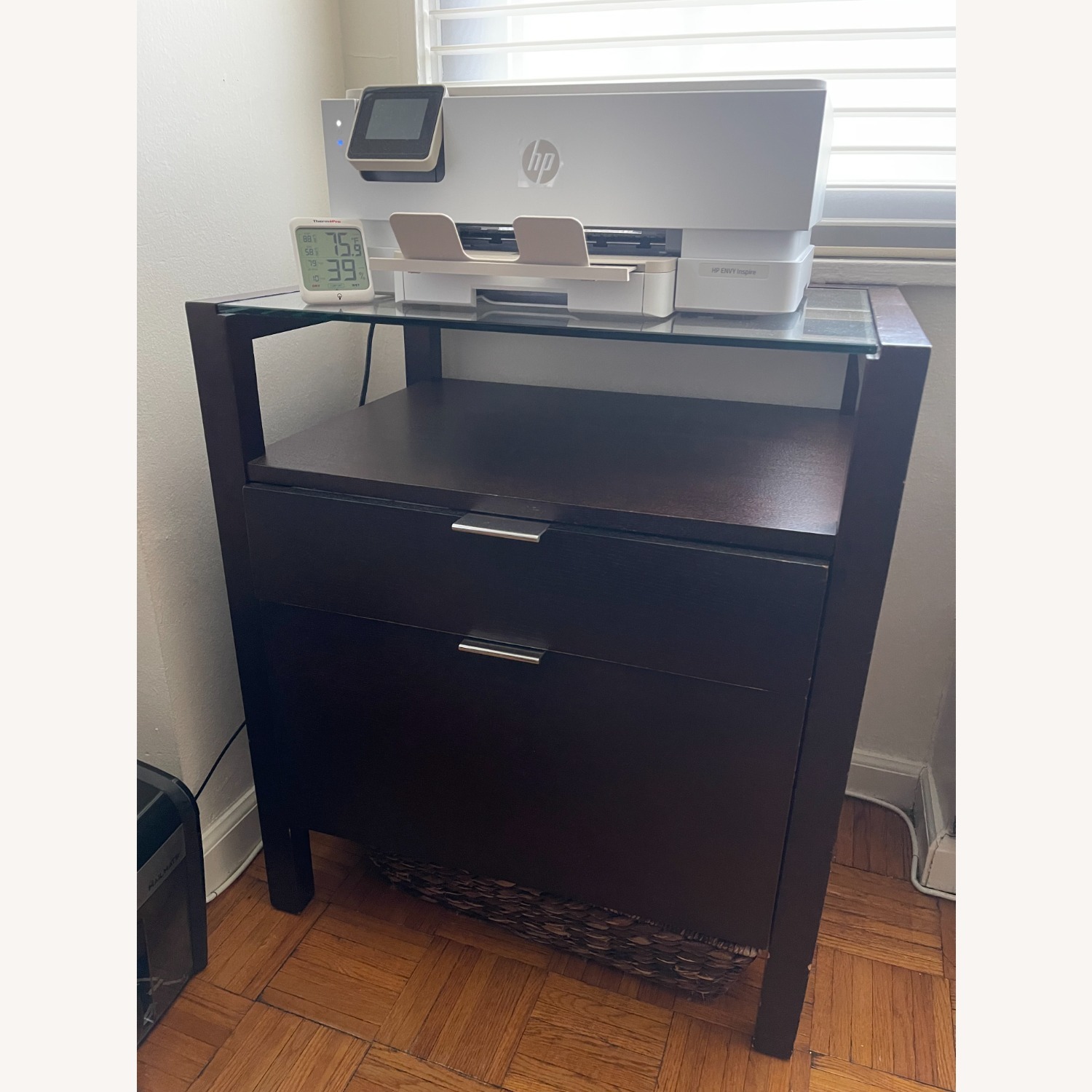 Crate & Barrel Reese Brown Wood File Cabinet - image-1