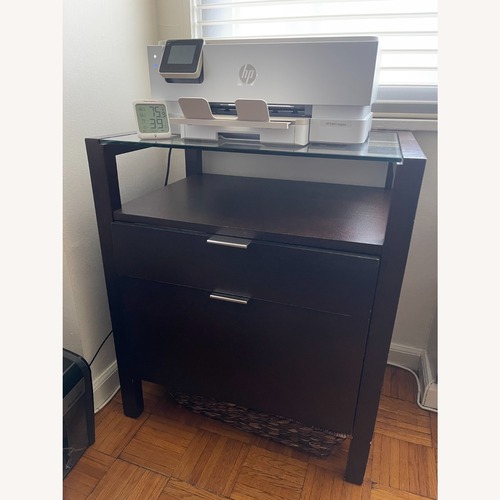 Used Crate & Barrel Reese Brown Wood File Cabinet for sale on AptDeco