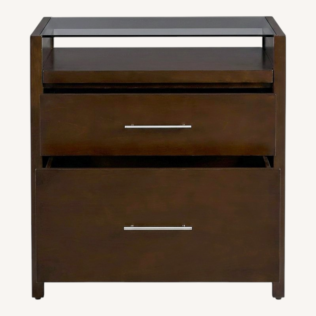 Image of Crate & Barrel Reese Brown Wood File Cabinet