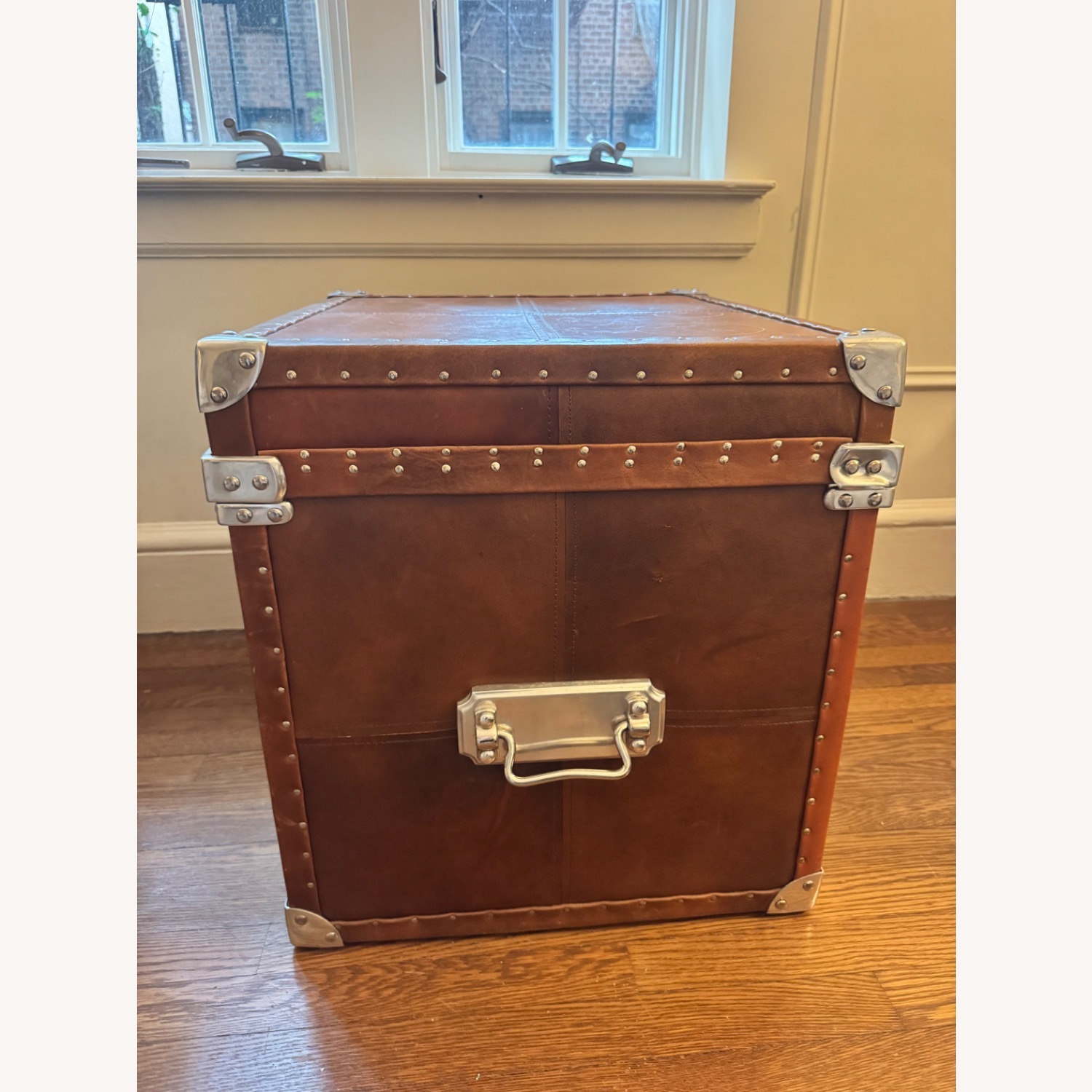 Vintage/Antique Dark Brown Leather Chest - image-1
