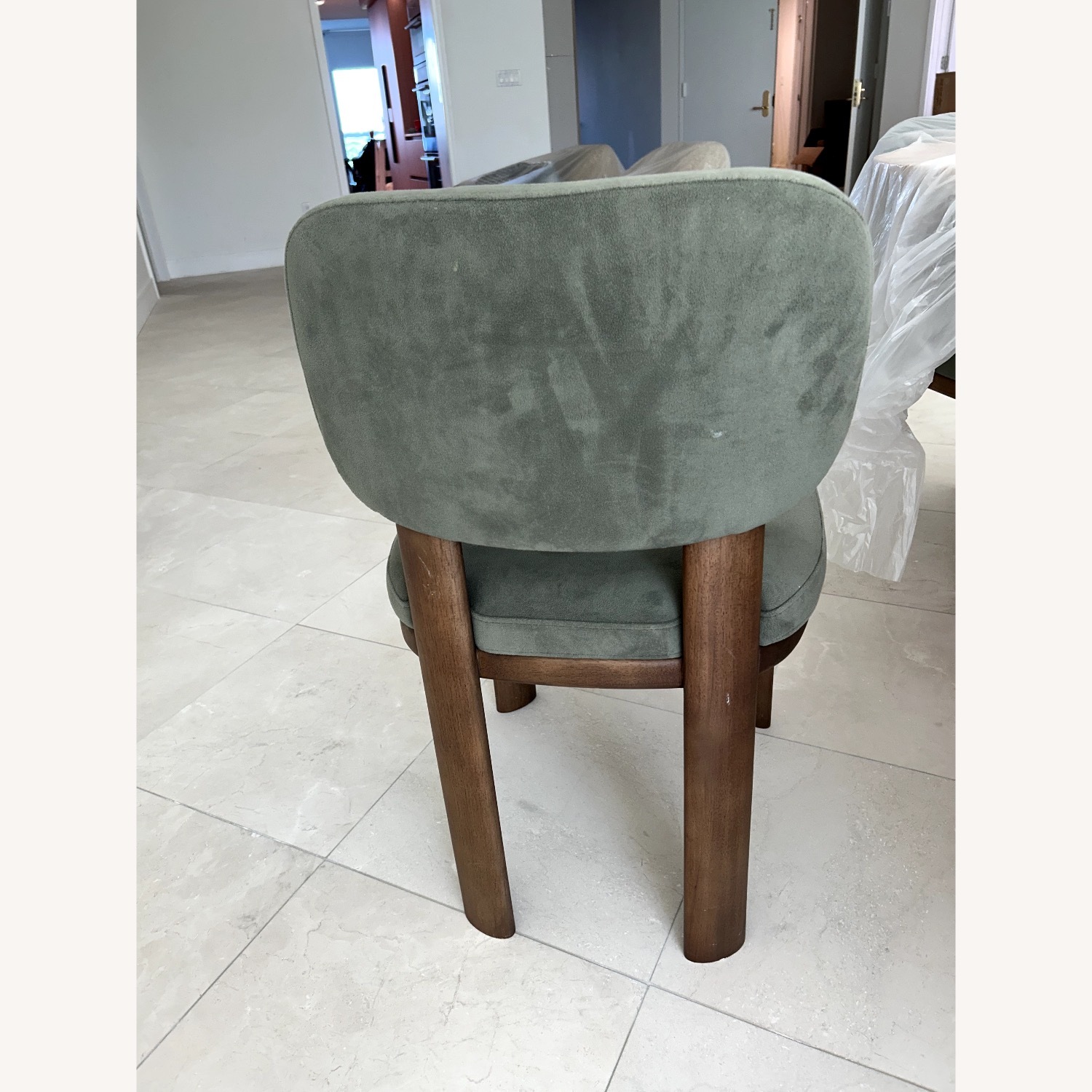 West Elm Anton Green Velvet Dining Chairs - image-3