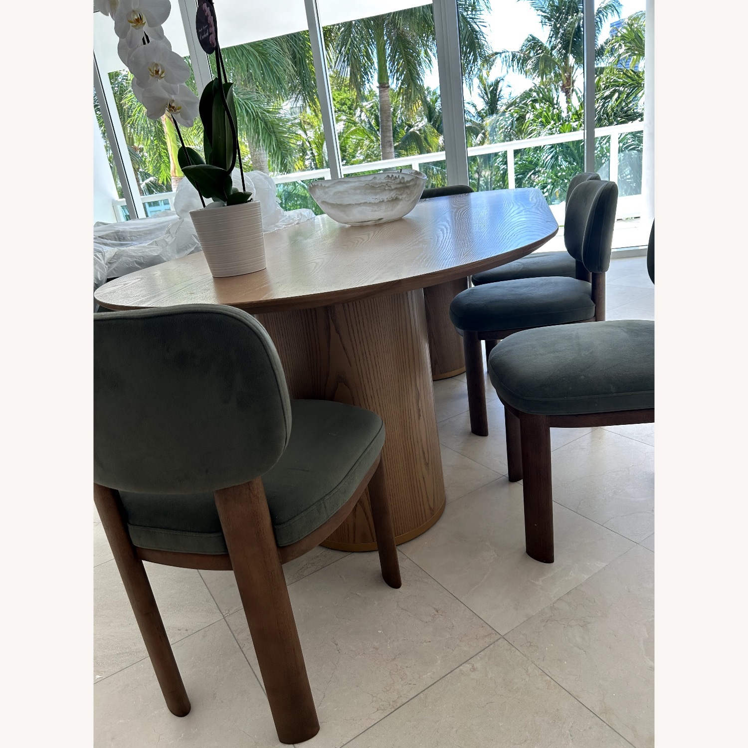 West Elm Anton Green Velvet Dining Chairs - image-4