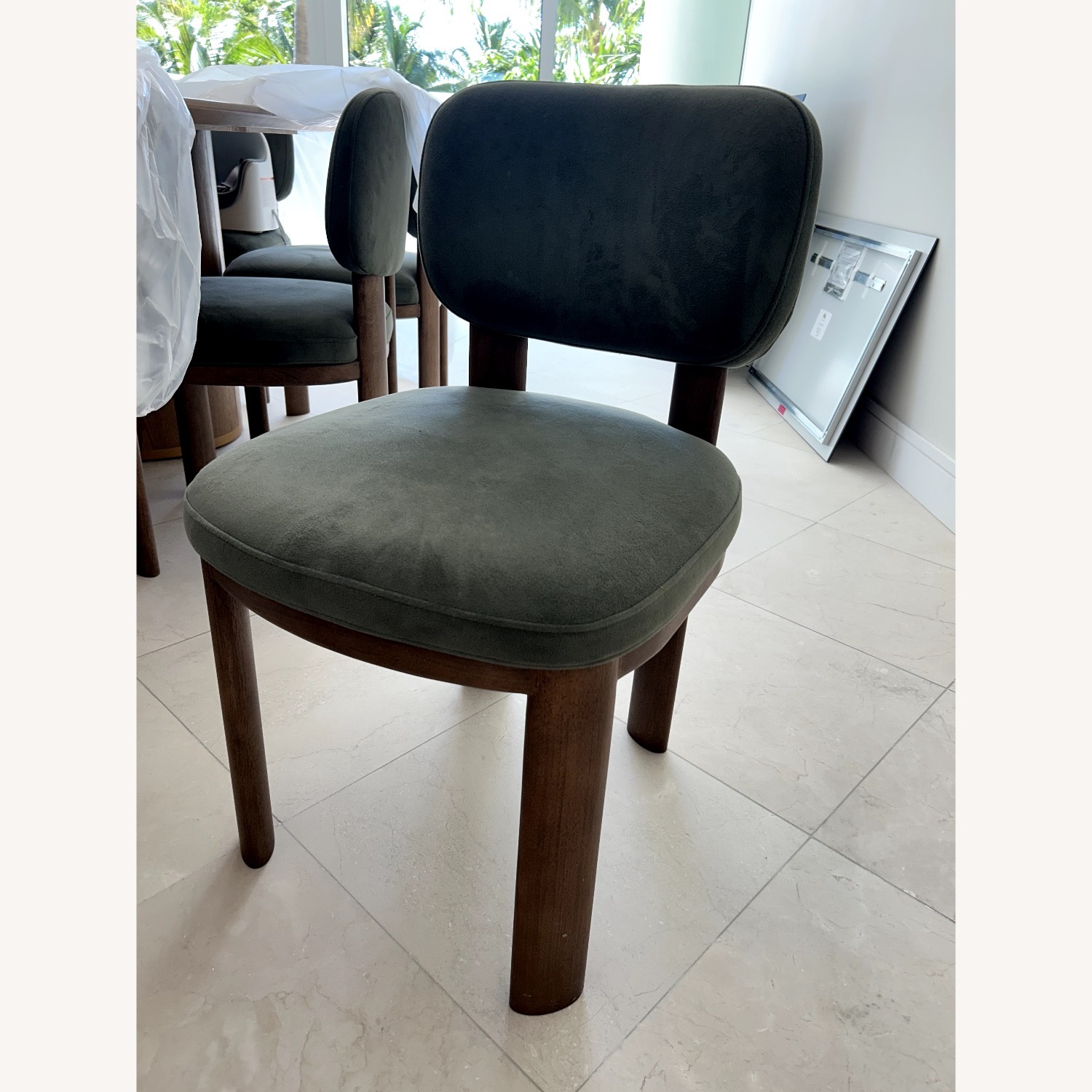 West Elm Anton Green Velvet Dining Chairs - image-1