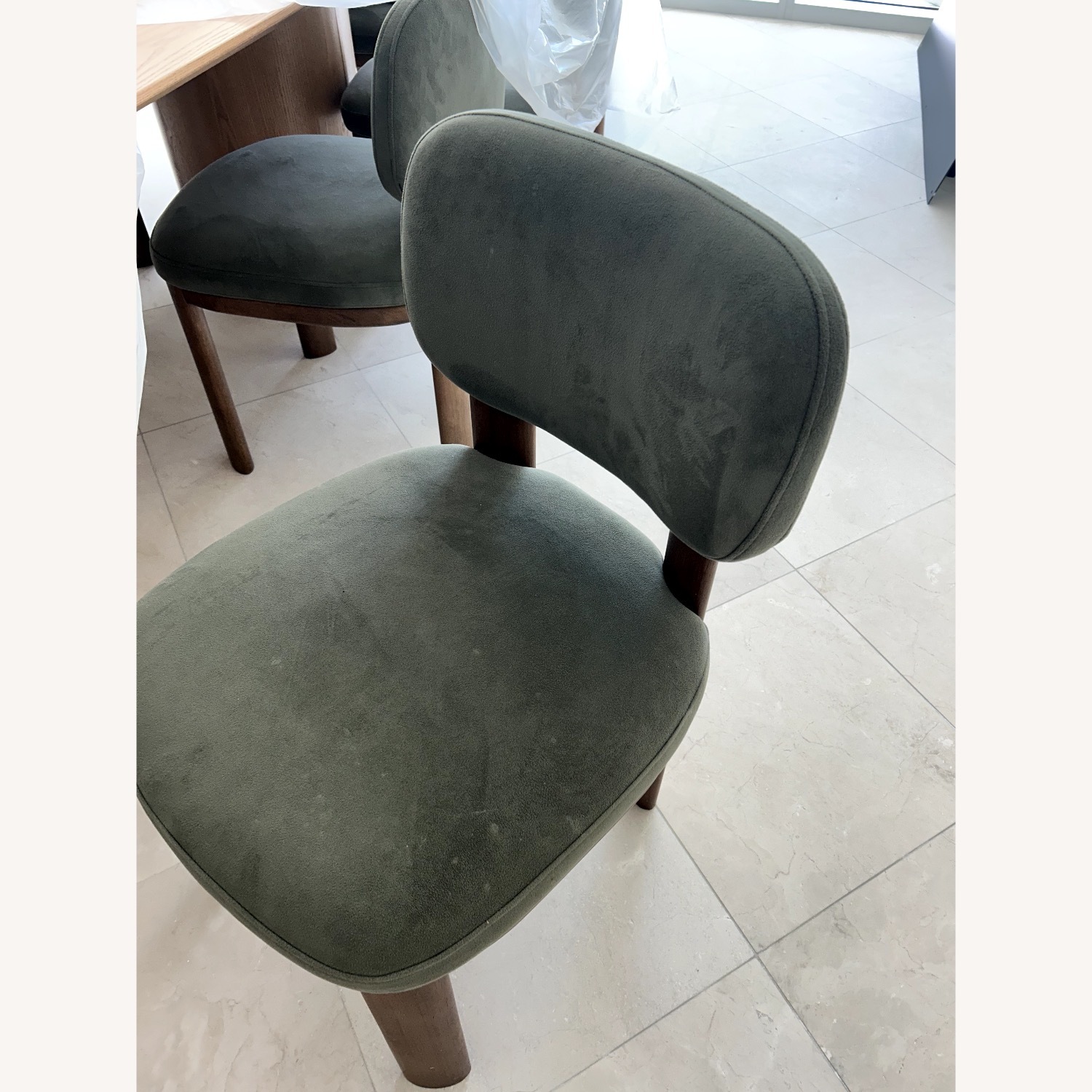West Elm Anton Green Velvet Dining Chairs - image-2