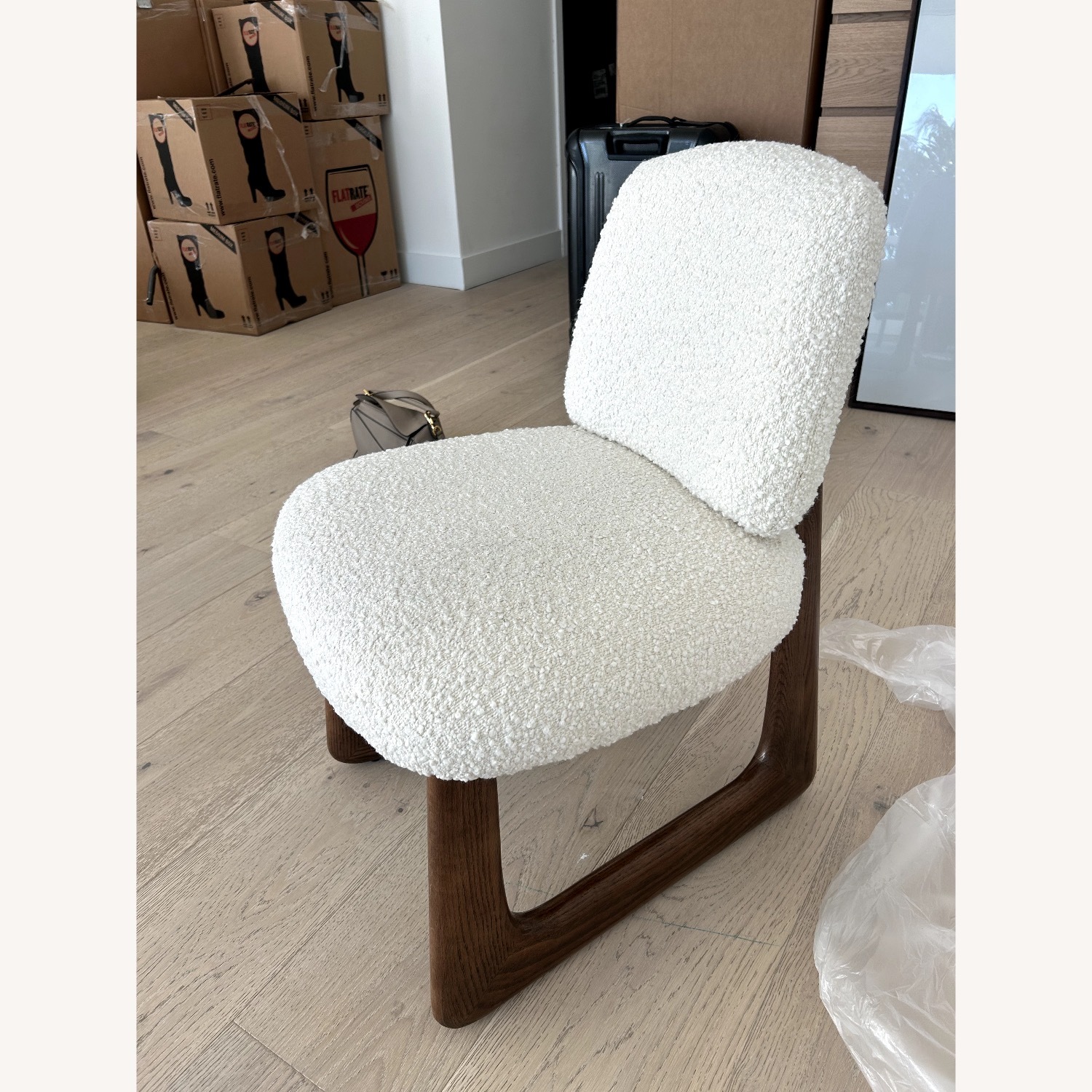 CB2 Pula Warm White Boucle Chair - image-1