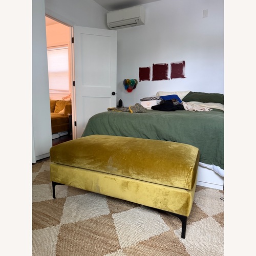 Used Article Abisko Yellow Velvet Ottoman for sale on AptDeco