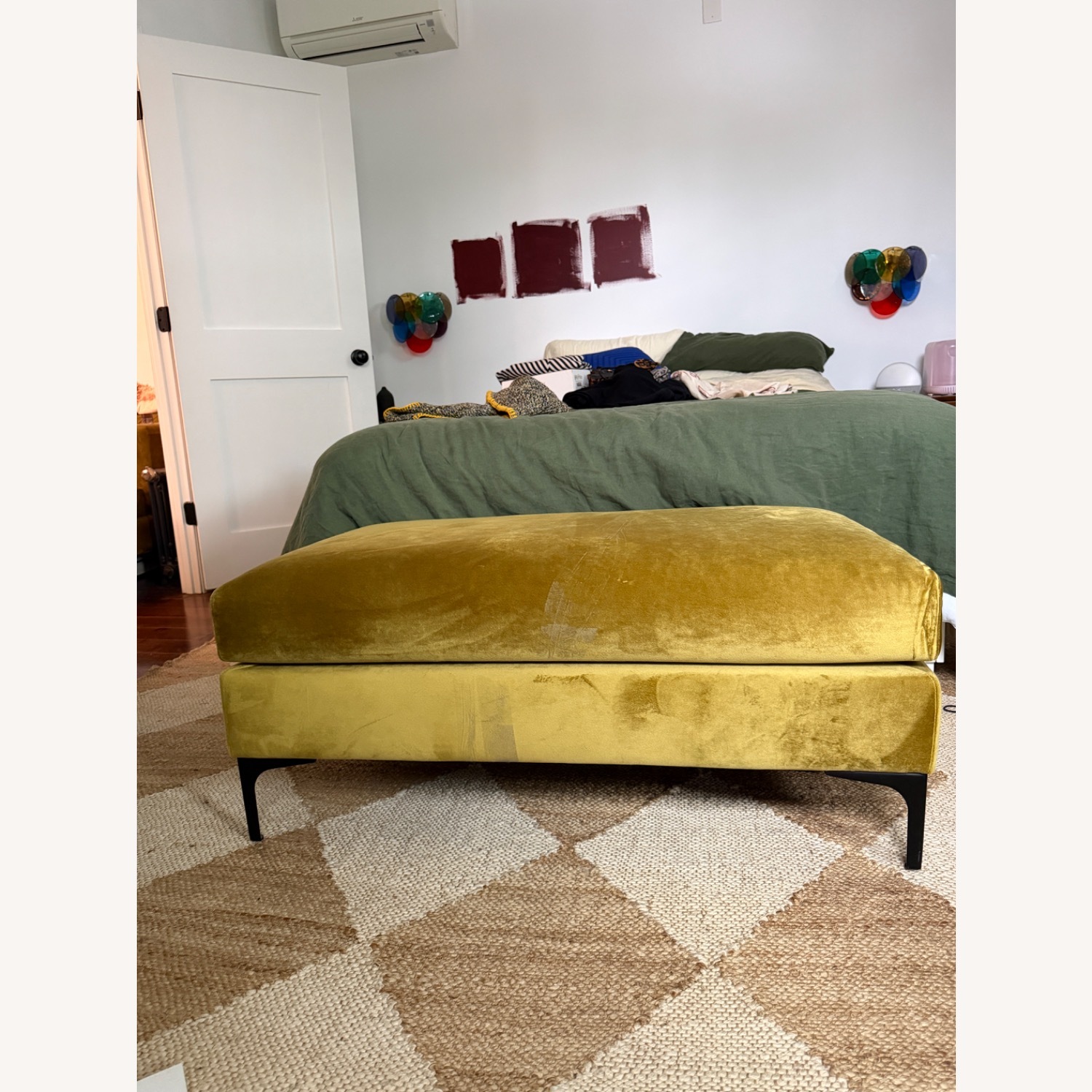 Article Abisko Yellow Velvet Ottoman - image-2