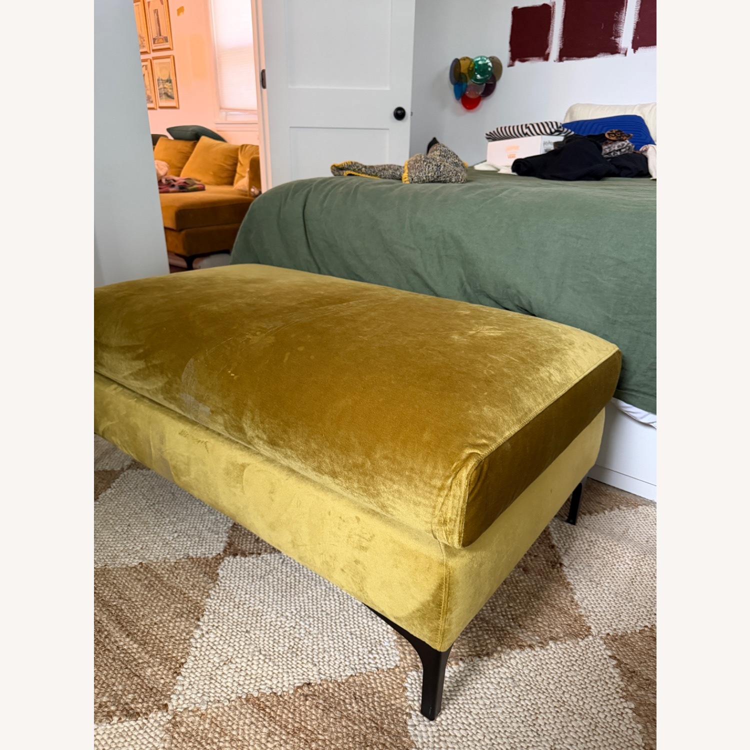 Article Abisko Yellow Velvet Ottoman - image-3