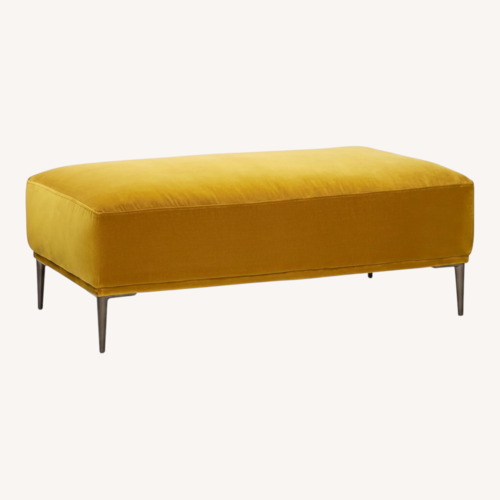 Used Article Abisko Yellow Velvet Ottoman for sale on AptDeco
