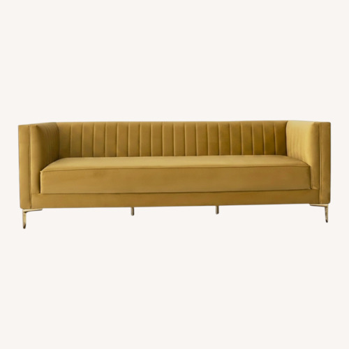Used Kendra Dark Gold Velvet 3 Seater Sofa for sale on AptDeco