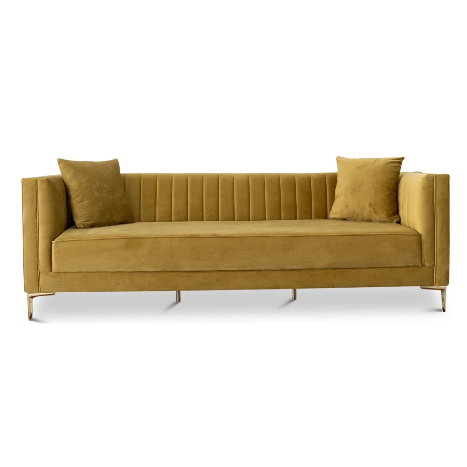 Kendra Dark Gold Velvet 3 Seater Sofa - image-4