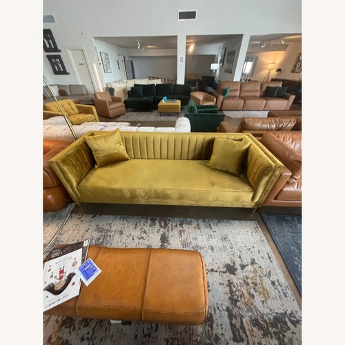Used Kendra Dark Gold Velvet 3 Seater Sofa for sale on AptDeco