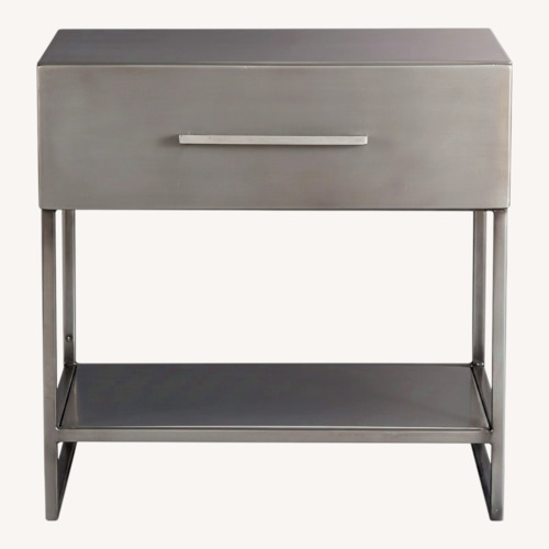 Used CB2 Proof Silver Stainless Steel Nightstand for sale on AptDeco
