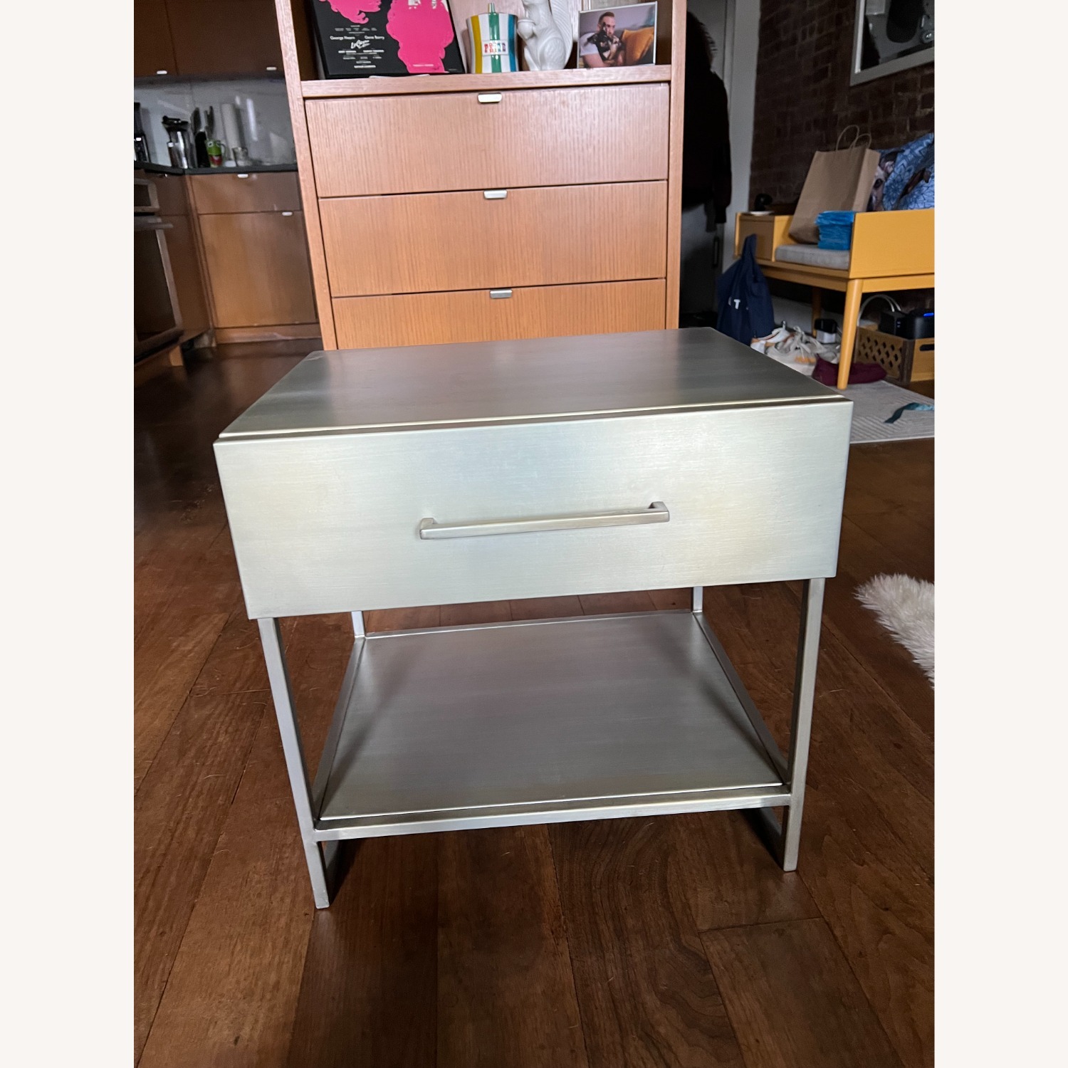 CB2 Proof Silver Stainless Steel Nightstand - image-5