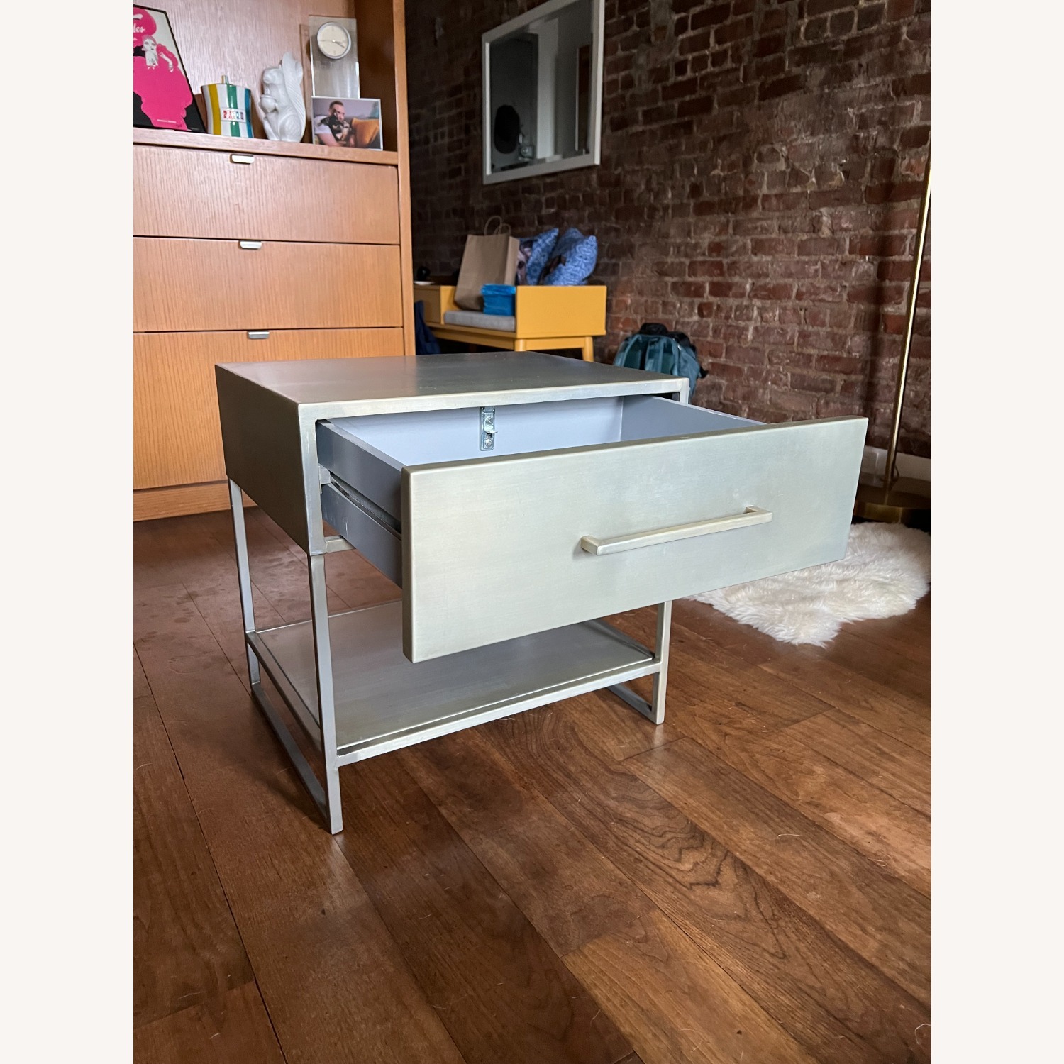 CB2 Proof Silver Stainless Steel Nightstand - image-1