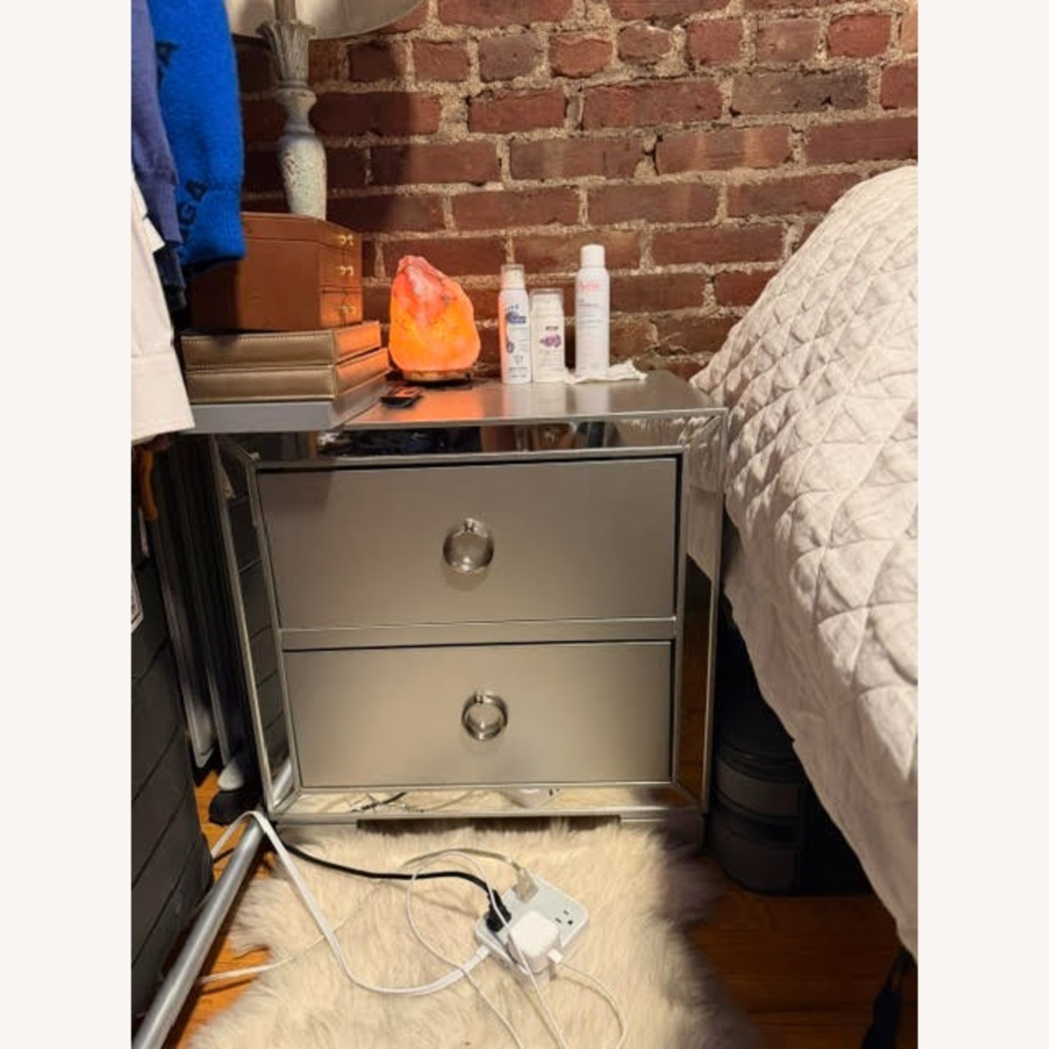 2-Drawers Wooden Bedroom Nightstand - image-1