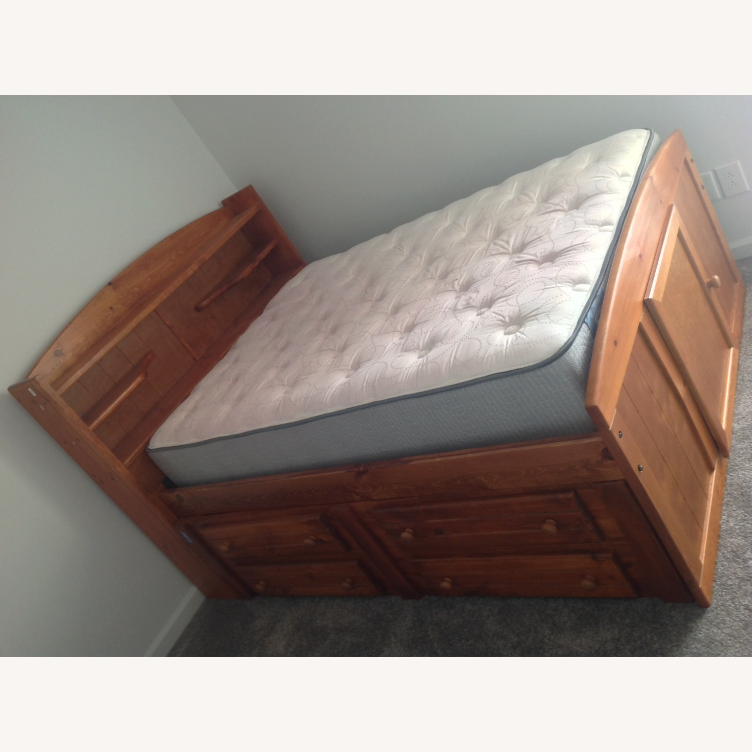 Light Brown Wood Full Bed - image-2