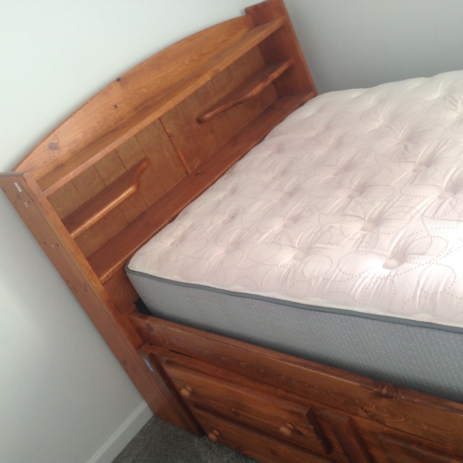 Light Brown Wood Full Bed - image-1