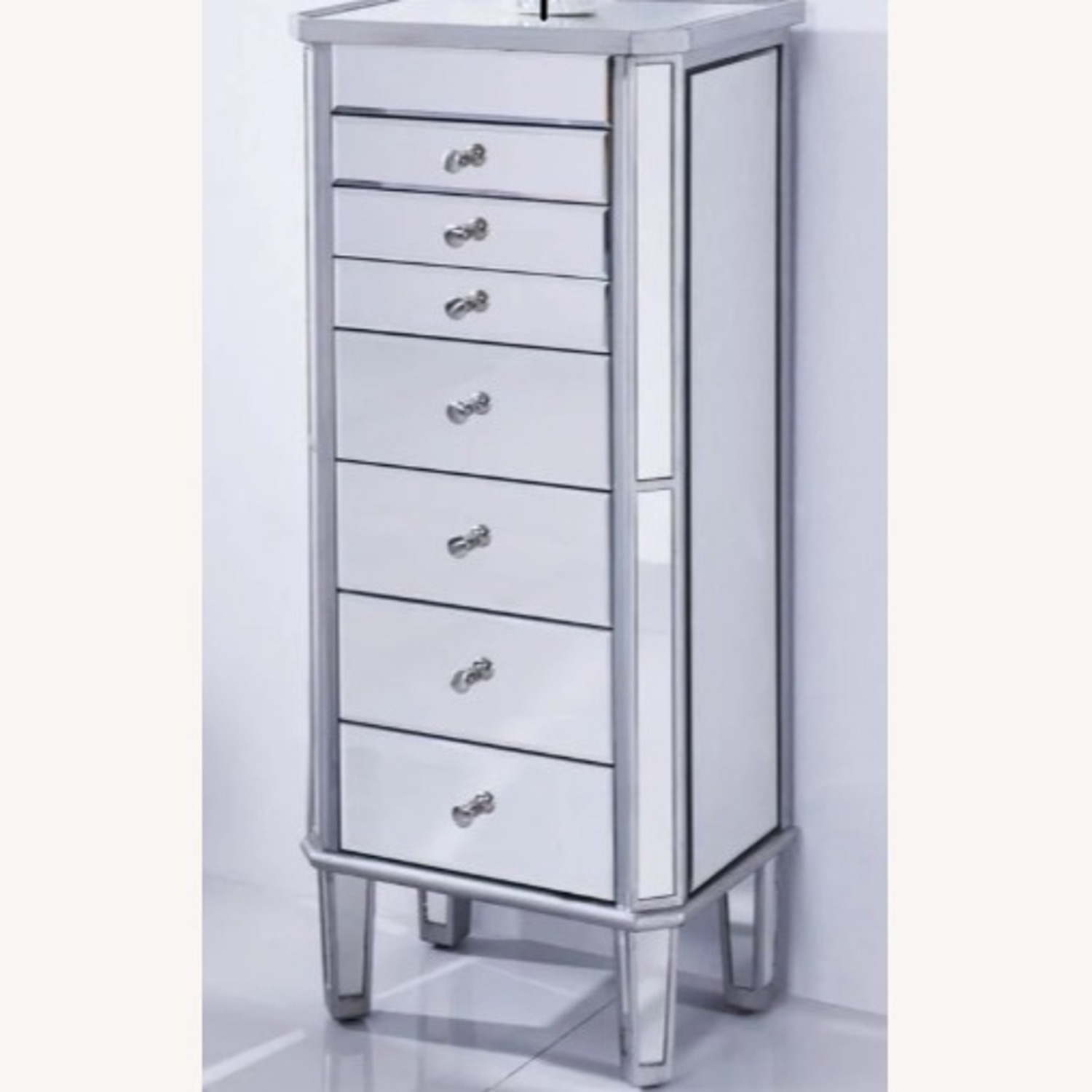 Mirrored Silver Jewelry Armoire - image-1