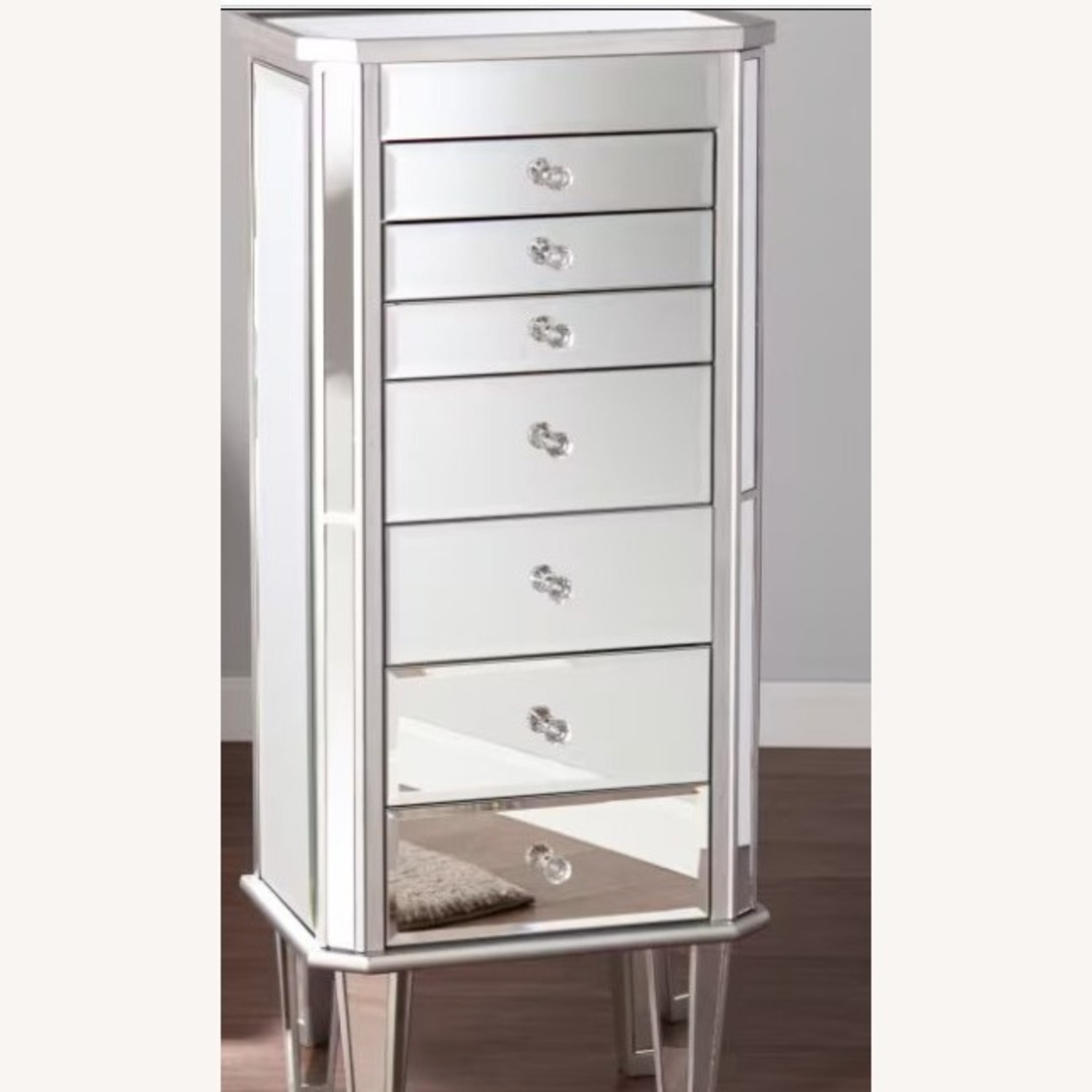 Mirrored Silver Jewelry Armoire - image-6