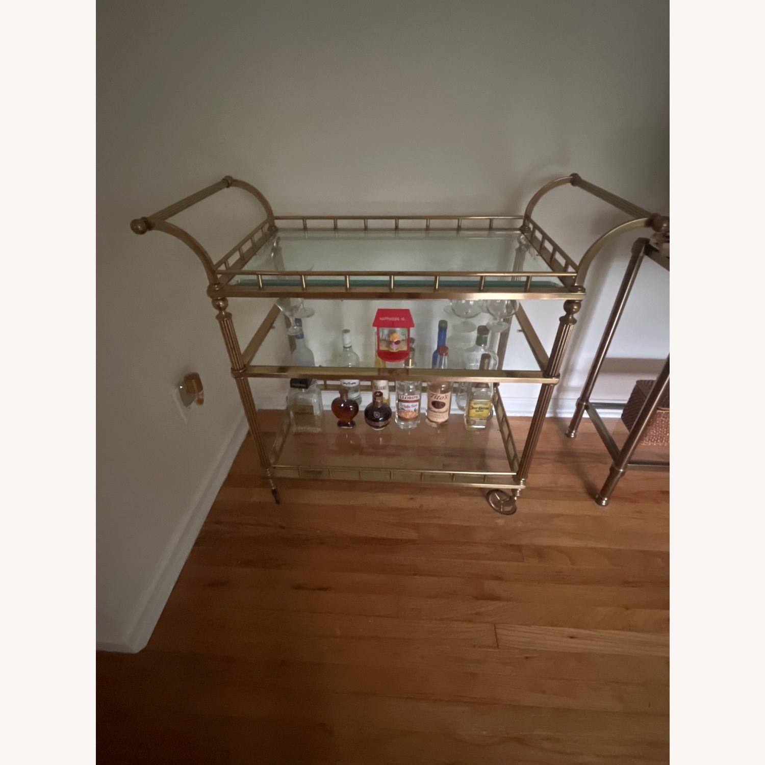 Vintage LaBarge Bar Cart Glass and Antique Brass  - image-2