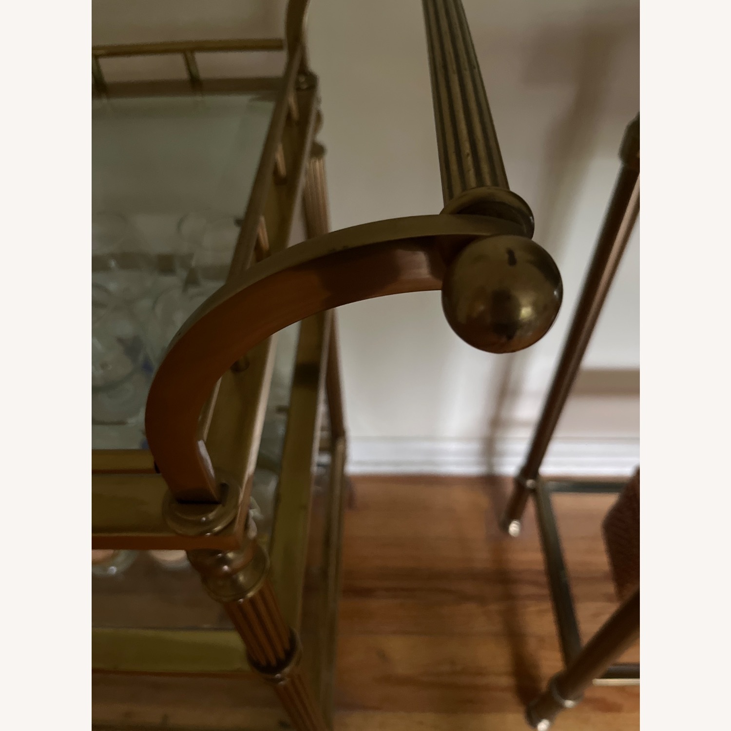 Vintage LaBarge Bar Cart Glass and Antique Brass  - image-4