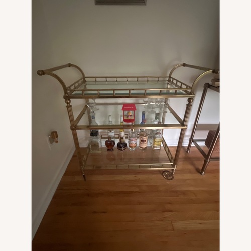Used Vintage LaBarge Bar Cart Glass and Antique Brass  for sale on AptDeco