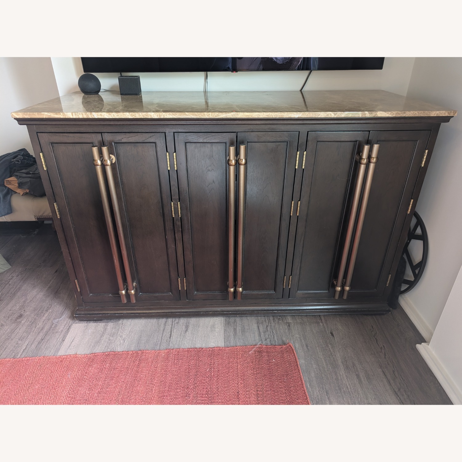 Vintage/Antique Wood and Marble Credenza - image-1