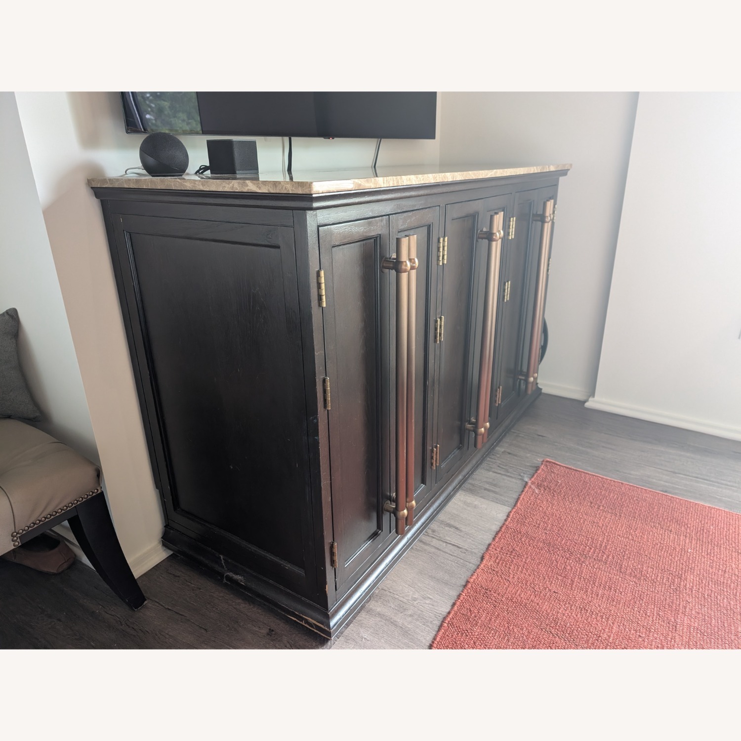 Vintage/Antique Wood and Marble Credenza - image-3