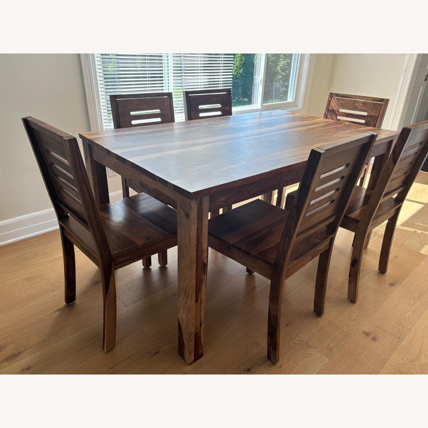 Light Brown Solid Wood Dining Table - image-2