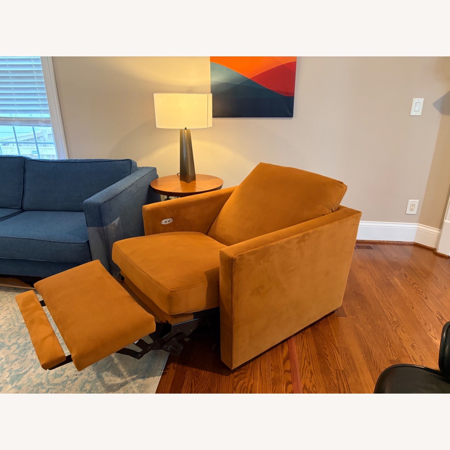 Crate & Barrel Lounge Brown Fabric Recliner - image-2