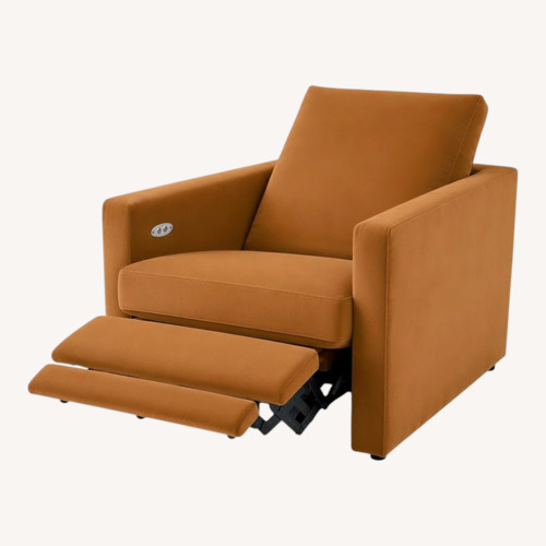 Used Crate & Barrel Lounge Brown Fabric Recliner for sale on AptDeco