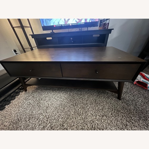 Used Home Depot Dark Brown Coffee Table for sale on AptDeco